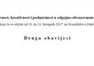 DRUGA OBAVIJEST - "Inovativnost,kreativnost i poduzetnost u odgojno-obrazovnom sustavu"